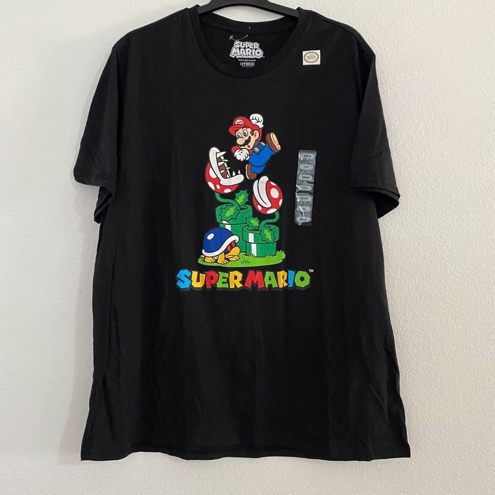 NEW Hybrid apparel Super Mario T-shirt Size XXL Short Sleeve Black